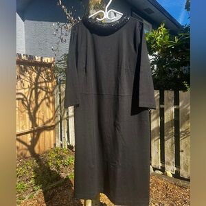 Elegant Black Women's Dress with Sequin Collar